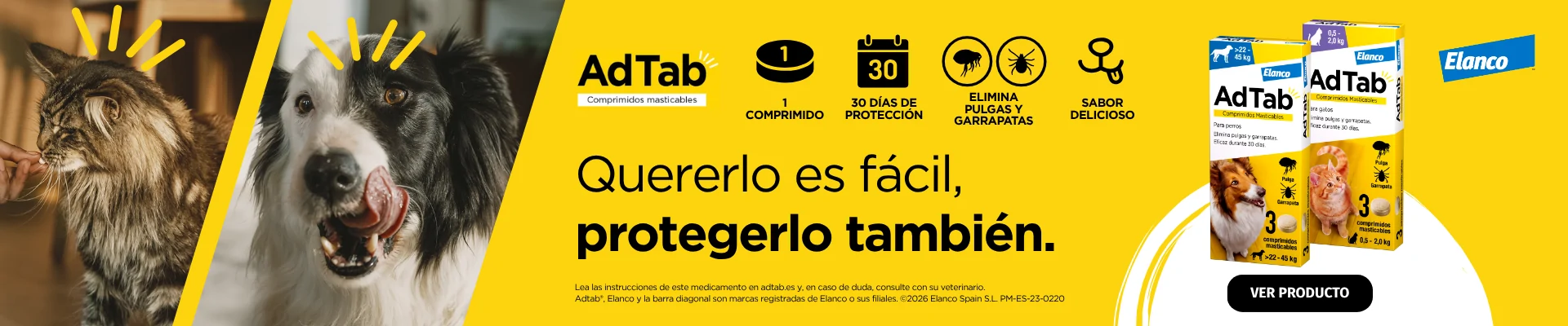 AdTab de Elanco: comprimidos masticables que eliminan pulgas y garrapatas con 30 días de protección.